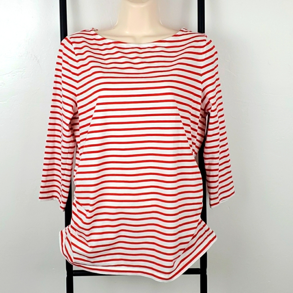 Hobbs London Maternity Striped Top 3/4 Sleeve Size L